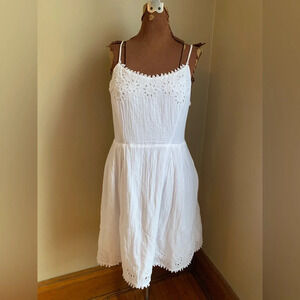 Old navy dress, cami white cotton midi dress, engagement bachelorette graduation